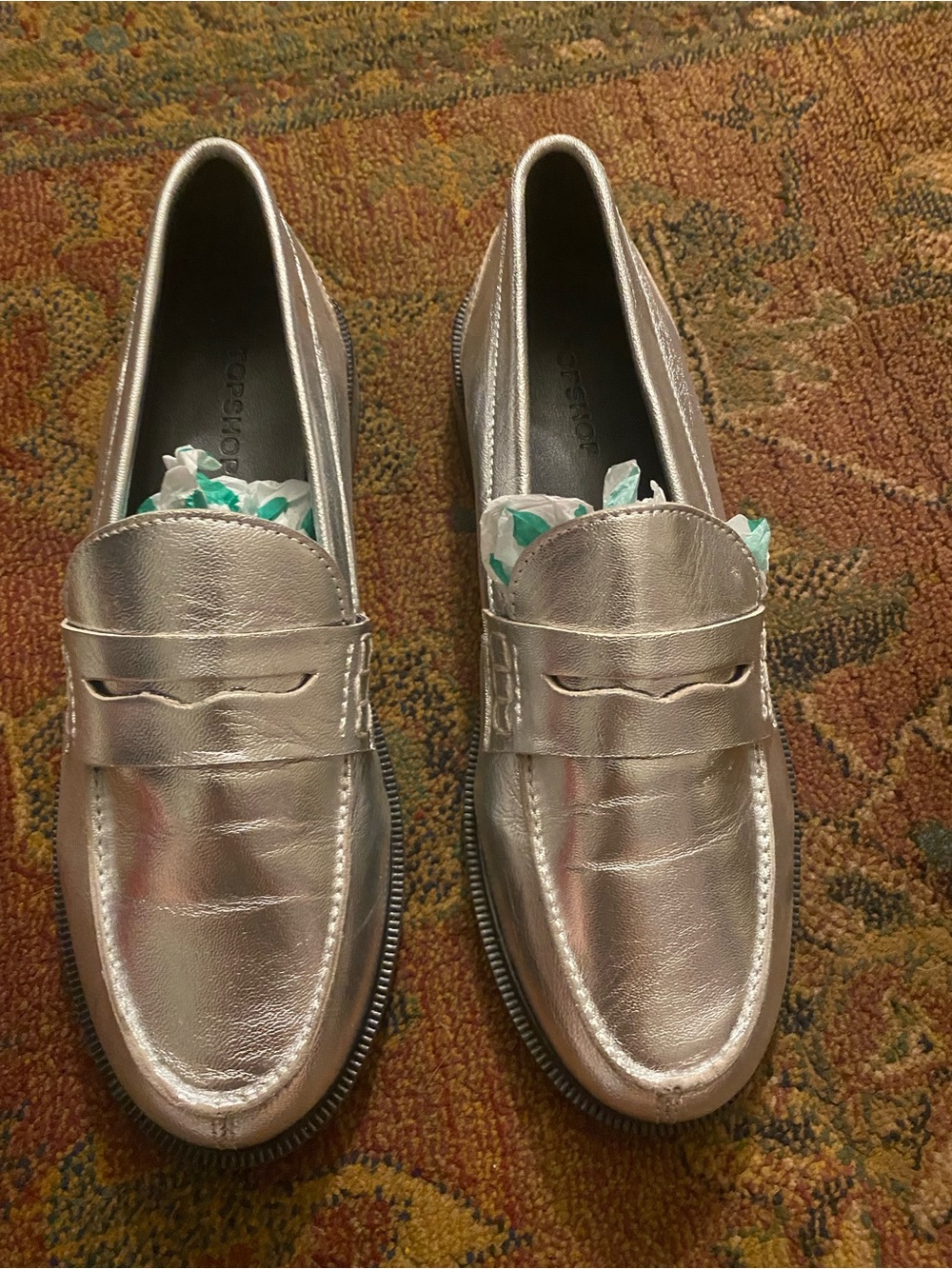 Women’s Topshop Metallic Silver Loafers ✨